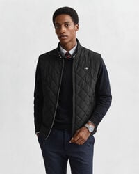 quilted windcheater vest - black