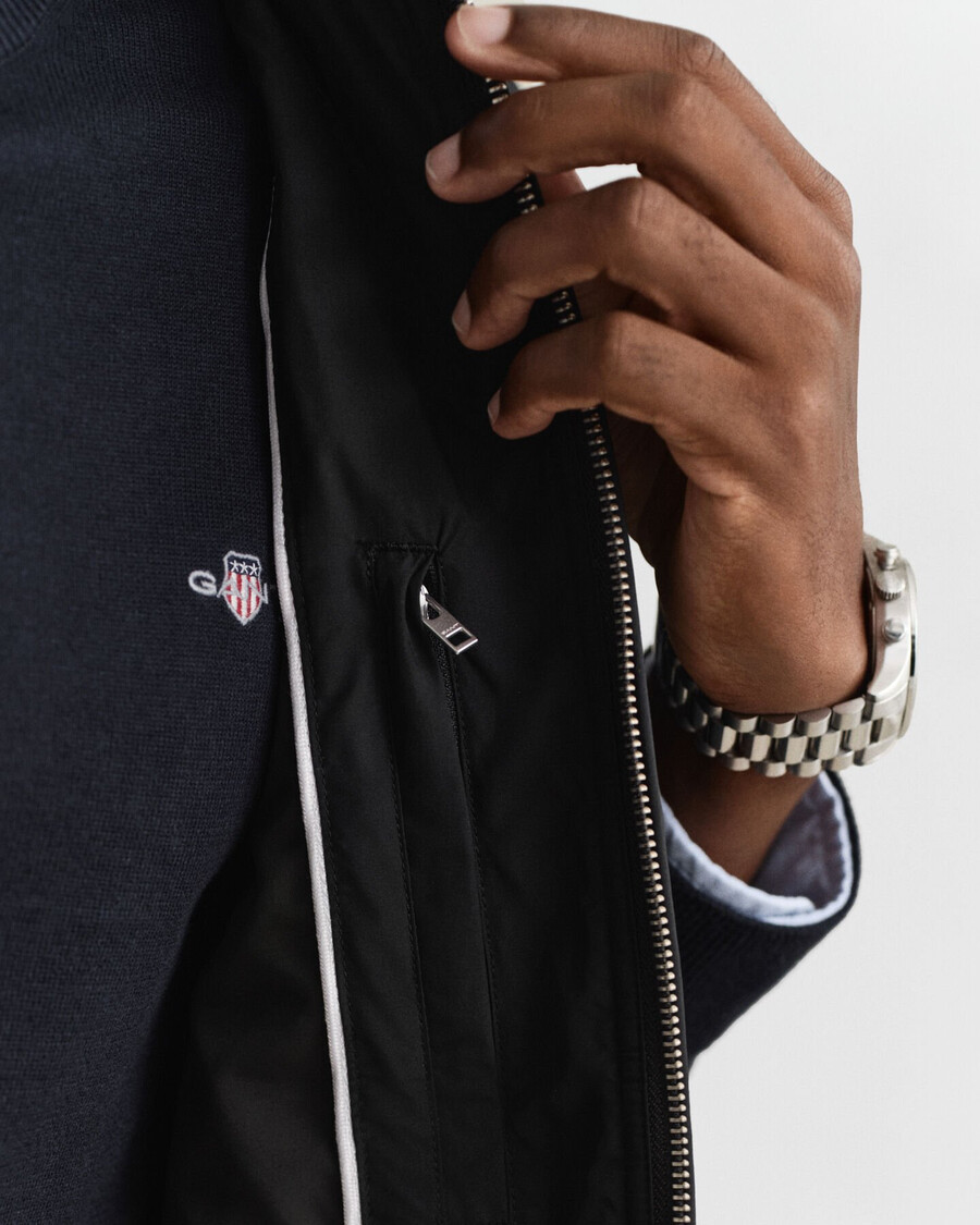 quilted windcheater vest - black