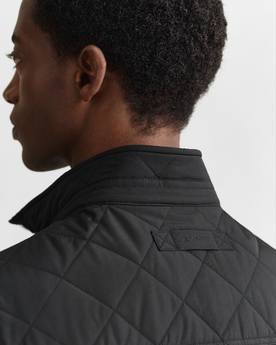 quilted windcheater vest - black