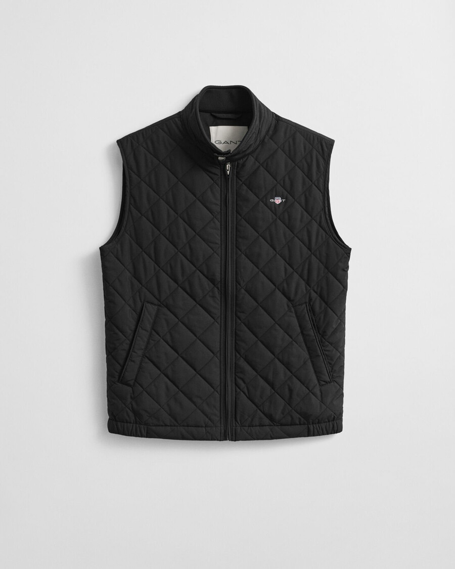 quilted windcheater vest - black