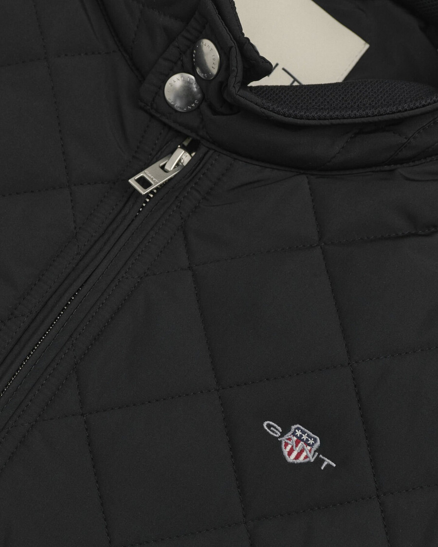 quilted windcheater vest - black