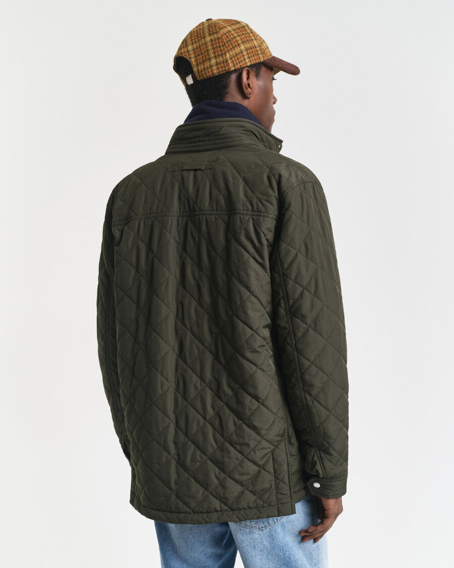 quilted windcheater midlength jacket - dark moss green