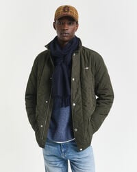 quilted windcheater midlength jacket - dark moss green