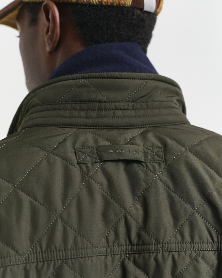 quilted windcheater midlength jacket - dark moss green