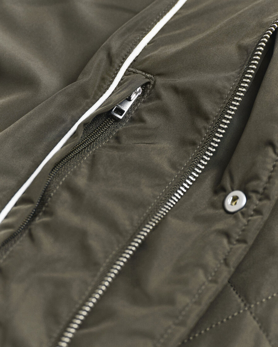 quilted windcheater midlength jacket - dark moss green