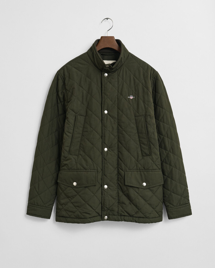 quilted windcheater midlength jacket - dark moss green