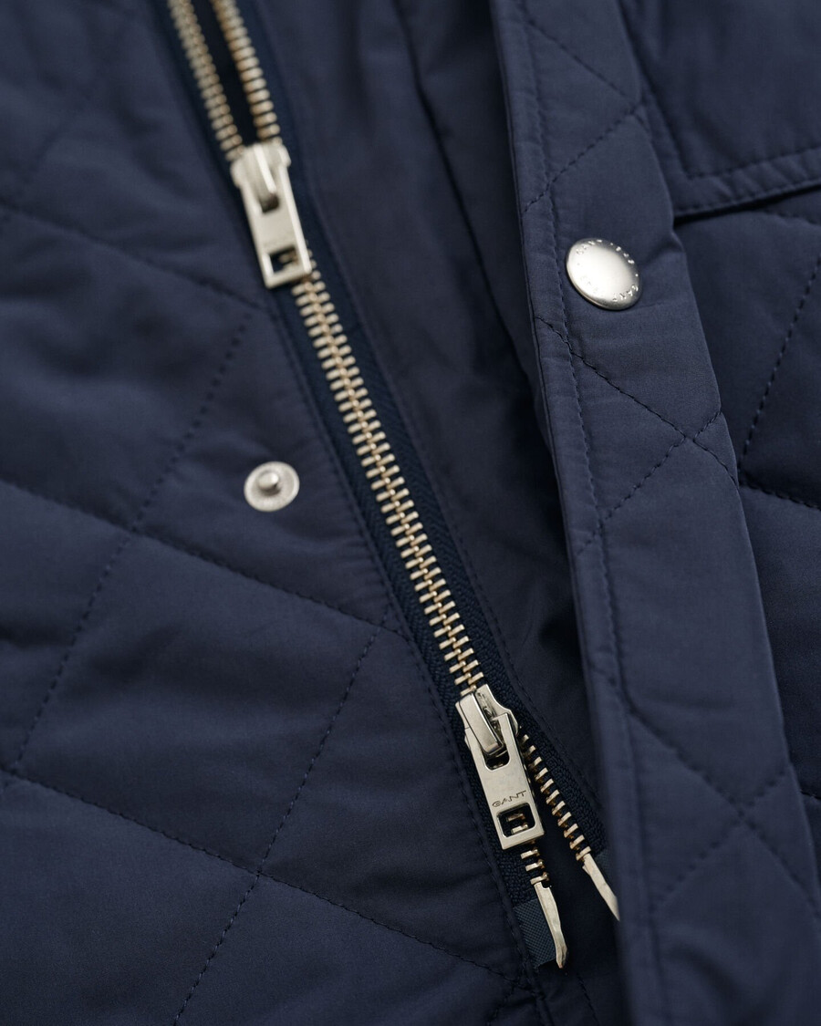 quilted windcheater midlength jacket - evening blue