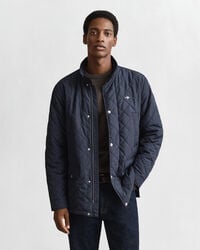 quilted windcheater midlength jacket - evening blue