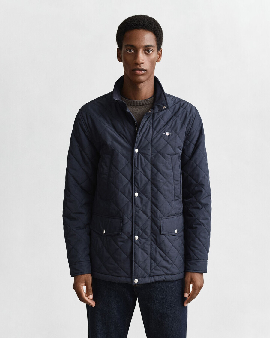 quilted windcheater midlength jacket - evening blue