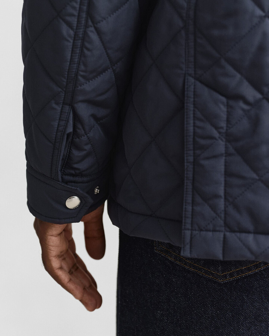 quilted windcheater midlength jacket - evening blue