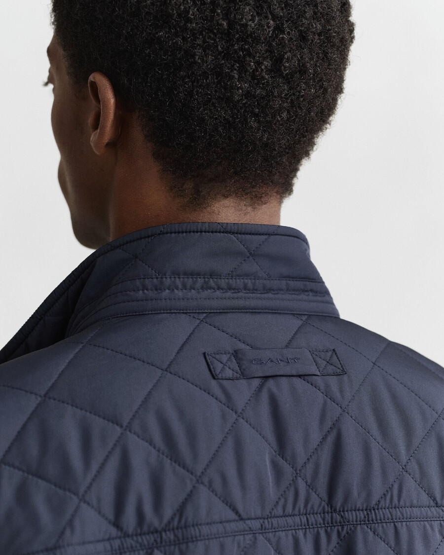 quilted windcheater midlength jacket - evening blue