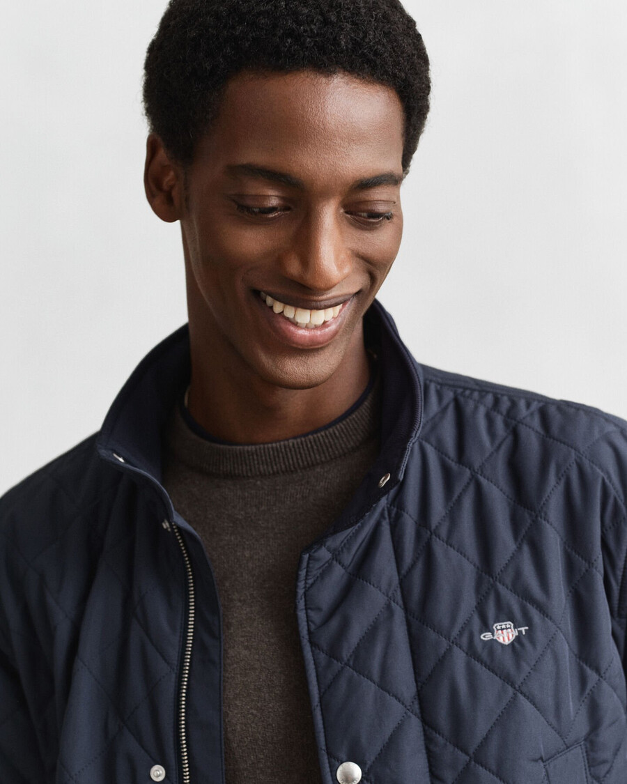 quilted windcheater midlength jacket - evening blue