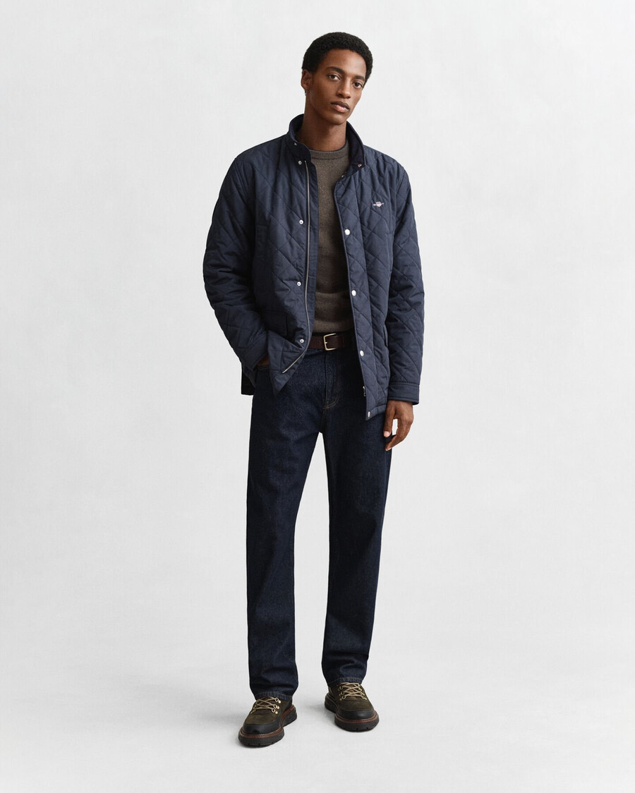 quilted windcheater midlength jacket - evening blue