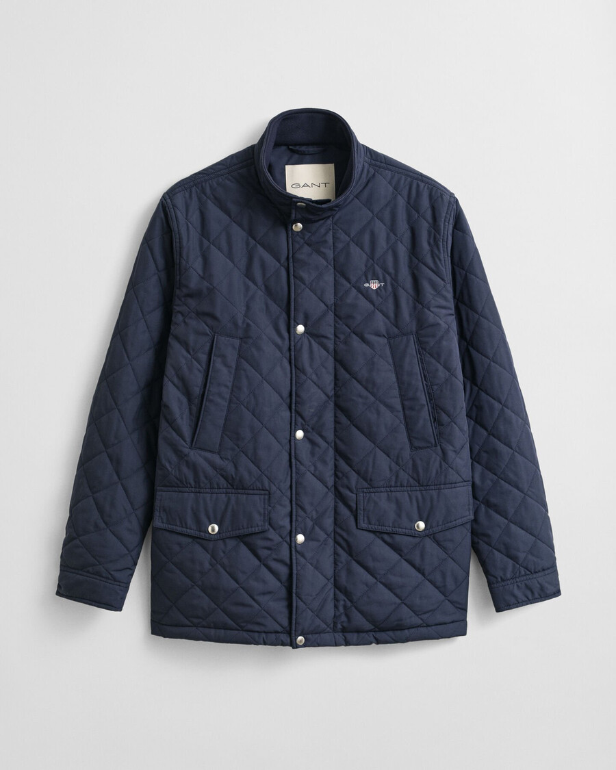 quilted windcheater midlength jacket - evening blue