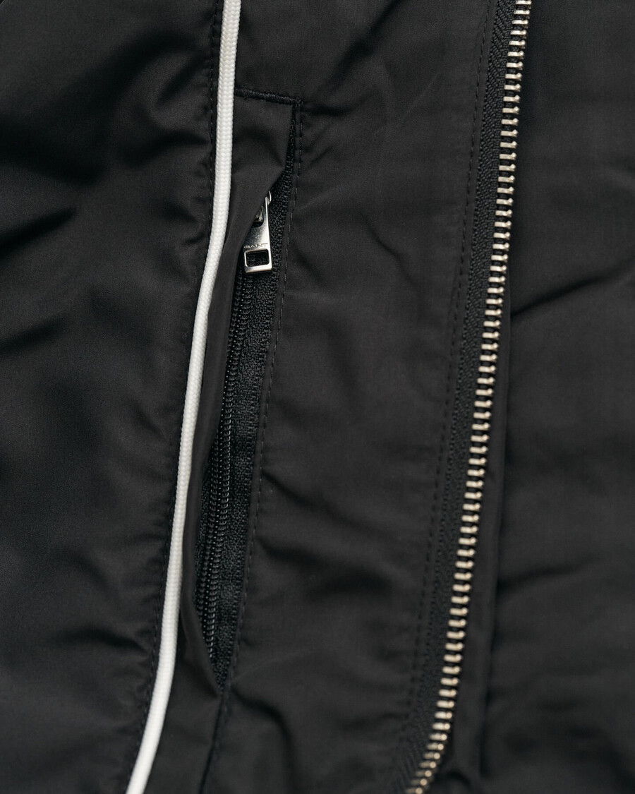 quilted windcheater midlength jacket - black