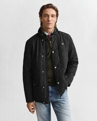 quilted windcheater midlength jacket - black