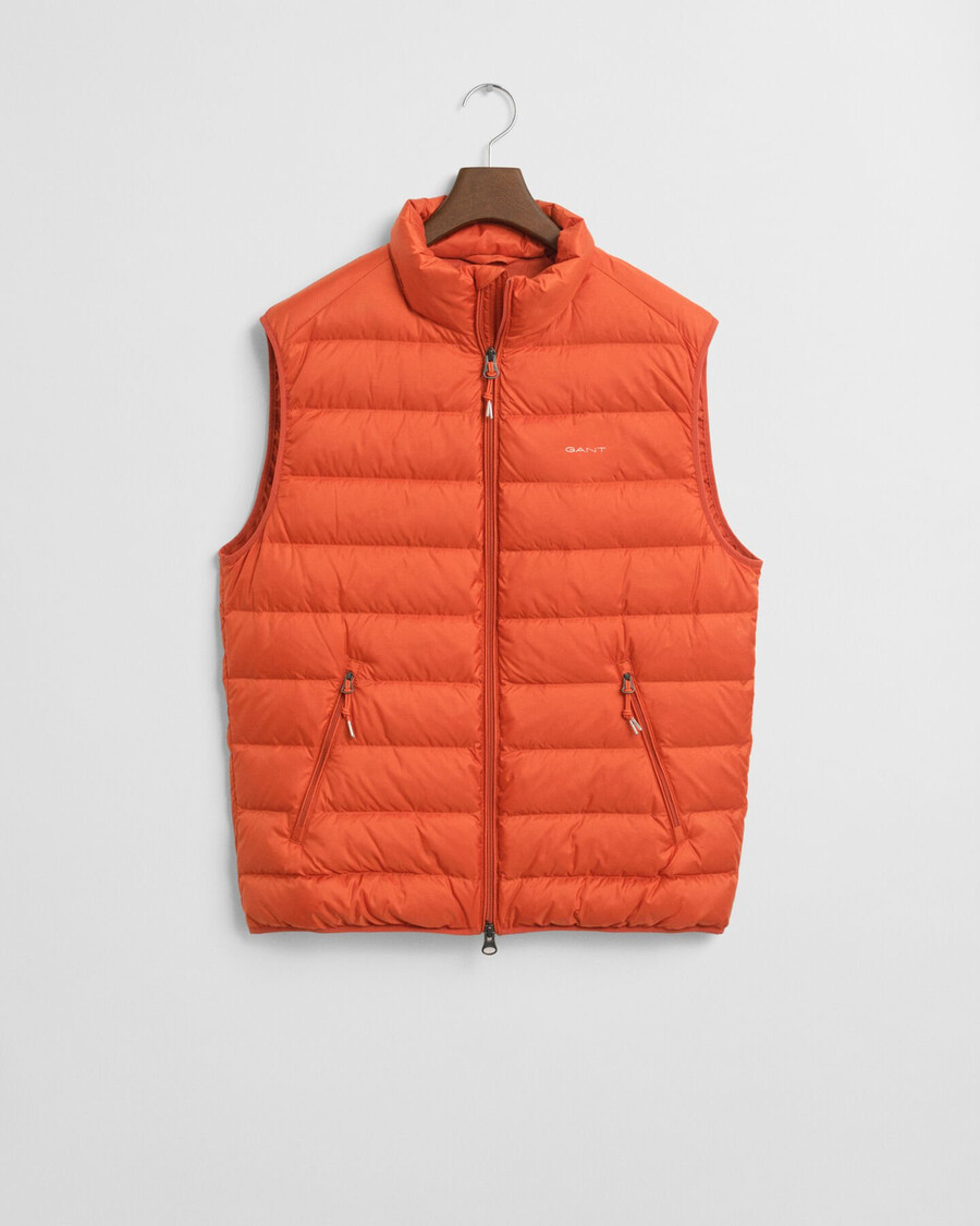 light down vest - deep orange