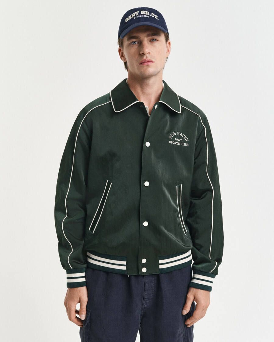 sport club varsity jacket - tartan green