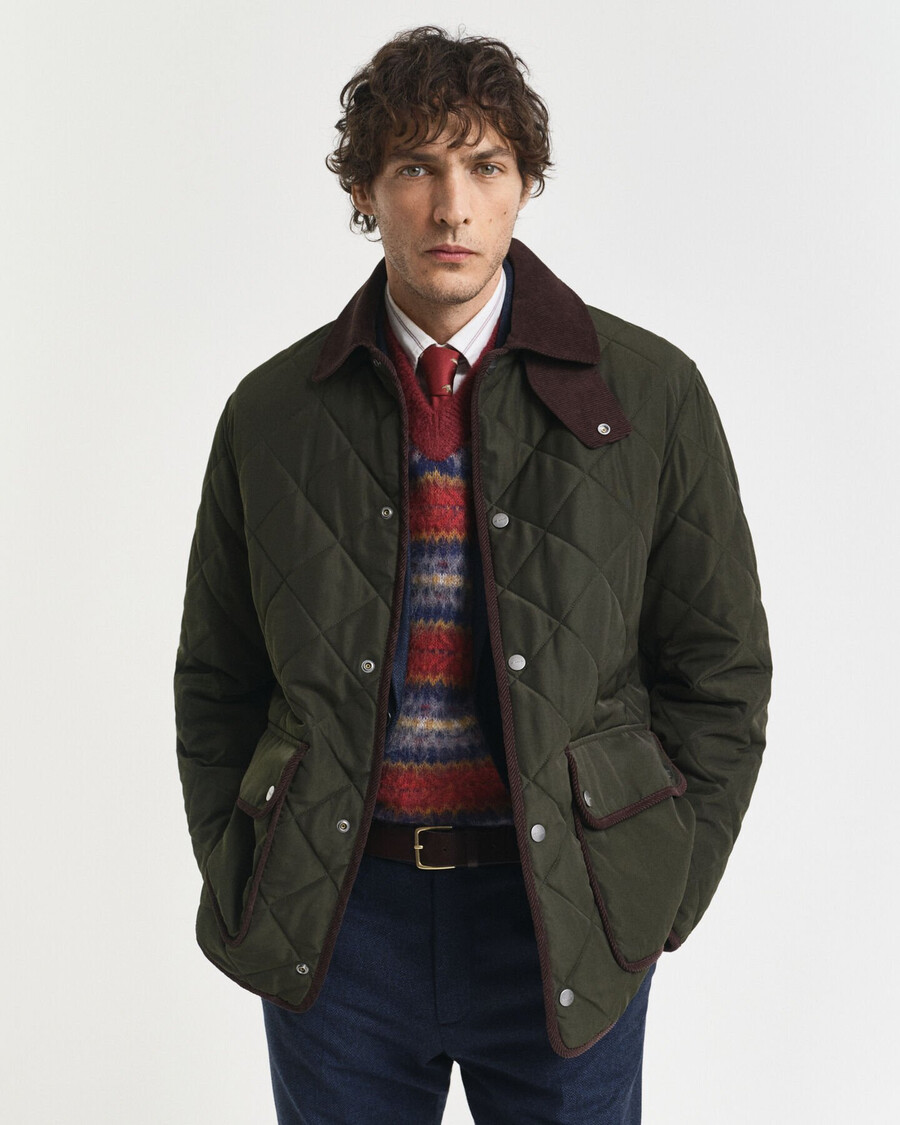 quilted jacket - dark moss green