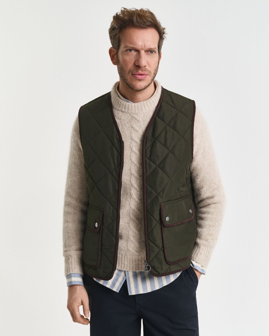 quilted vest - dark moss green