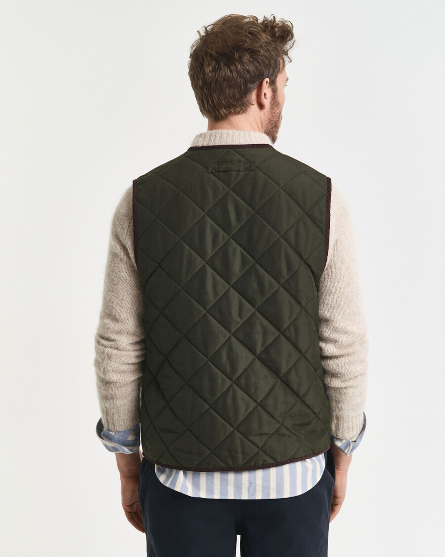 quilted vest - dark moss green
