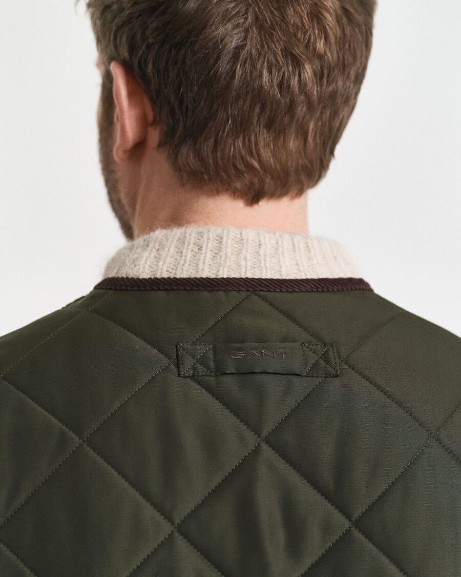 quilted vest - dark moss green
