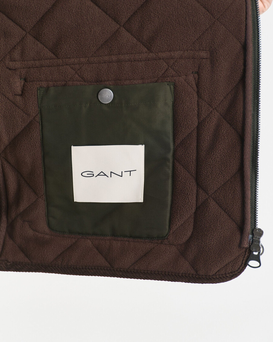 quilted vest - dark moss green