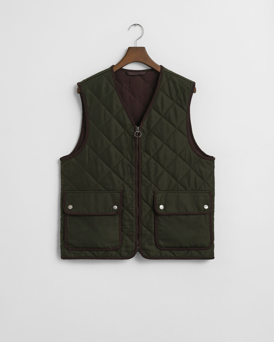 quilted vest - dark moss green