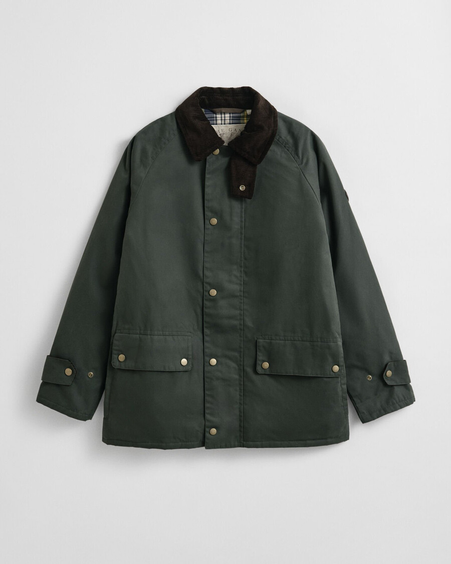 waxed barn jacket - woody green