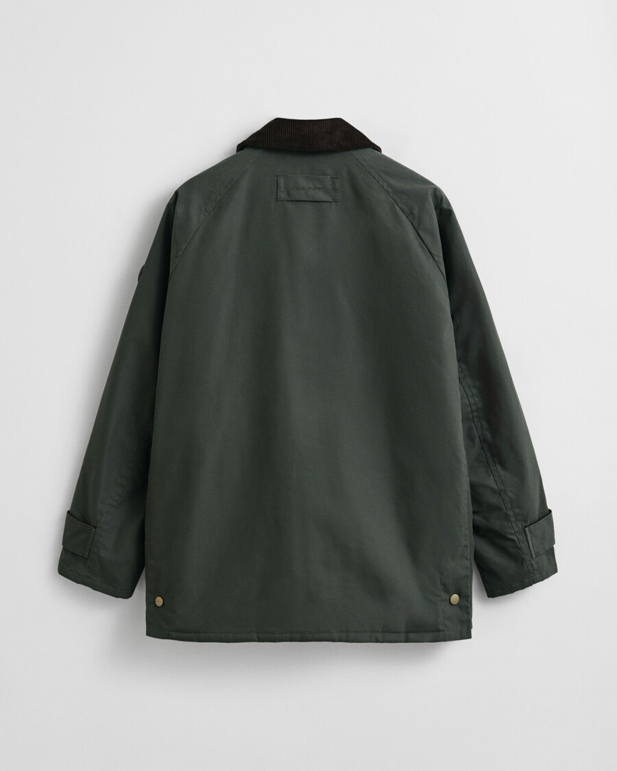 waxed barn jacket - woody green