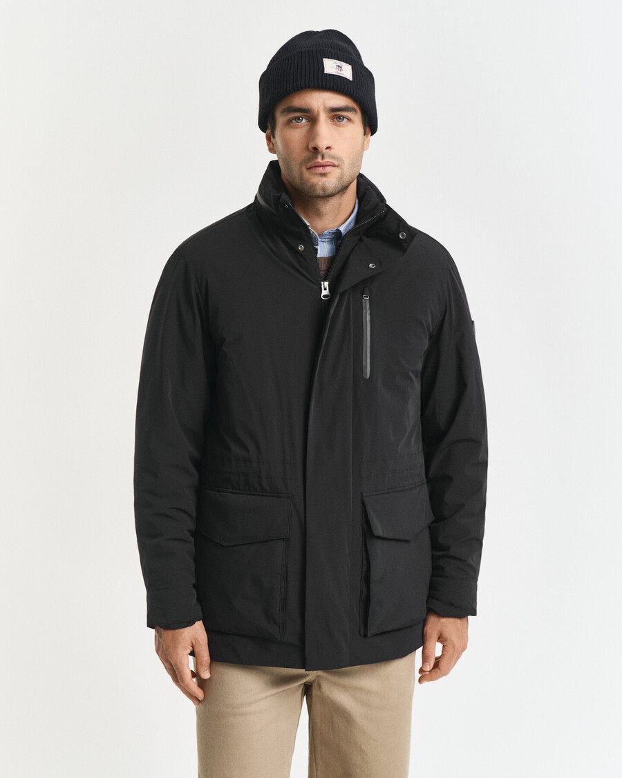double mid length jacket - black