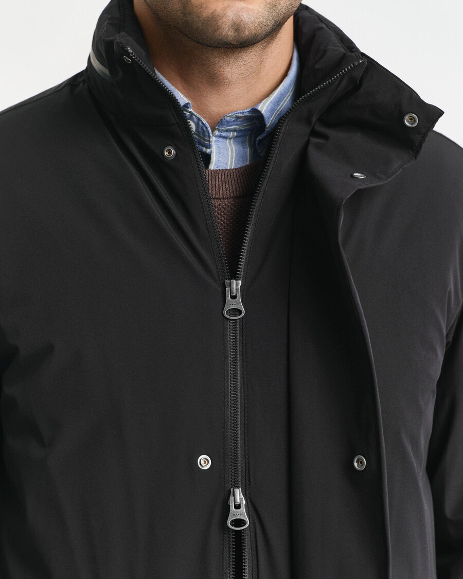 double mid length jacket - black