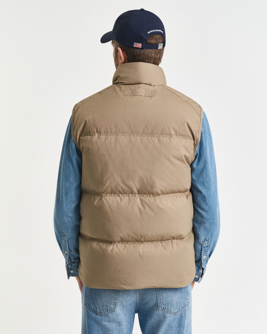 cotton mid down puffer vest - light taupe