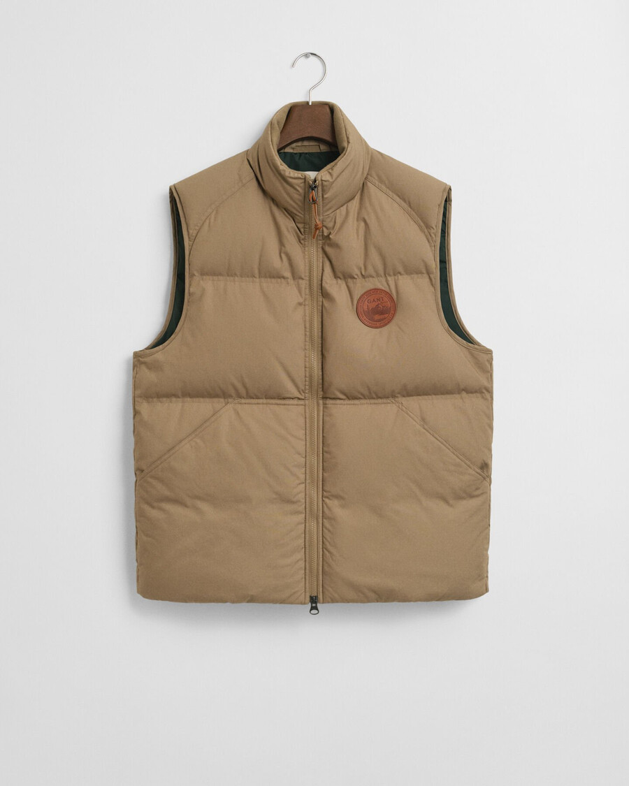 cotton mid down puffer vest - light taupe