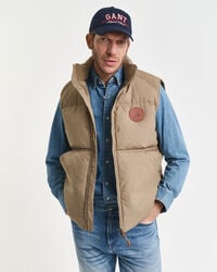 cotton mid down puffer vest - light taupe