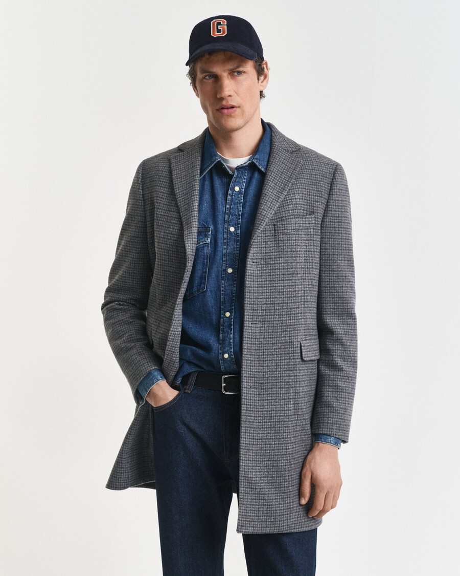 twotone wool coat - black