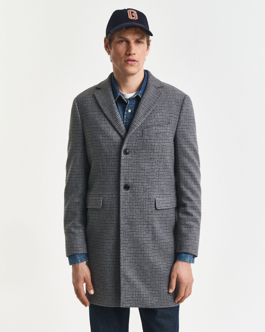 twotone wool coat - black