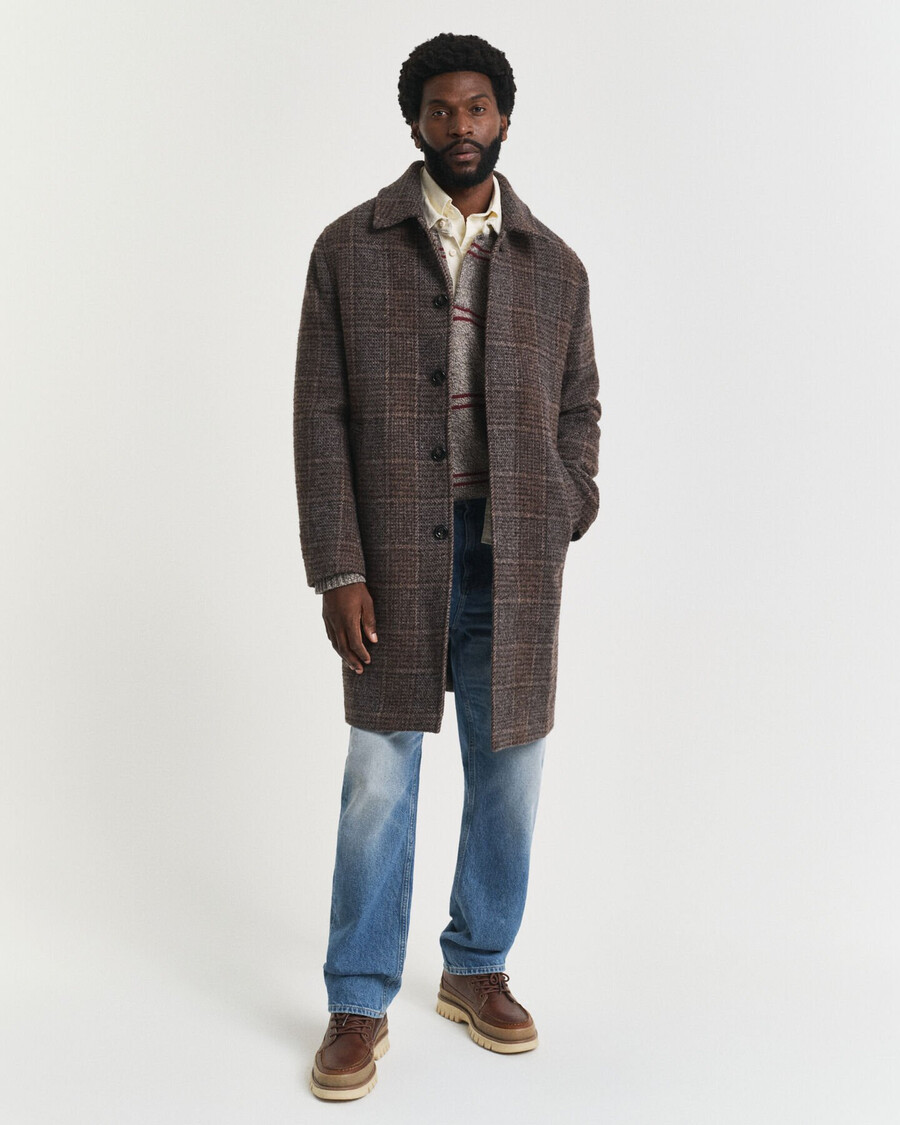 wool car coat - deep brown