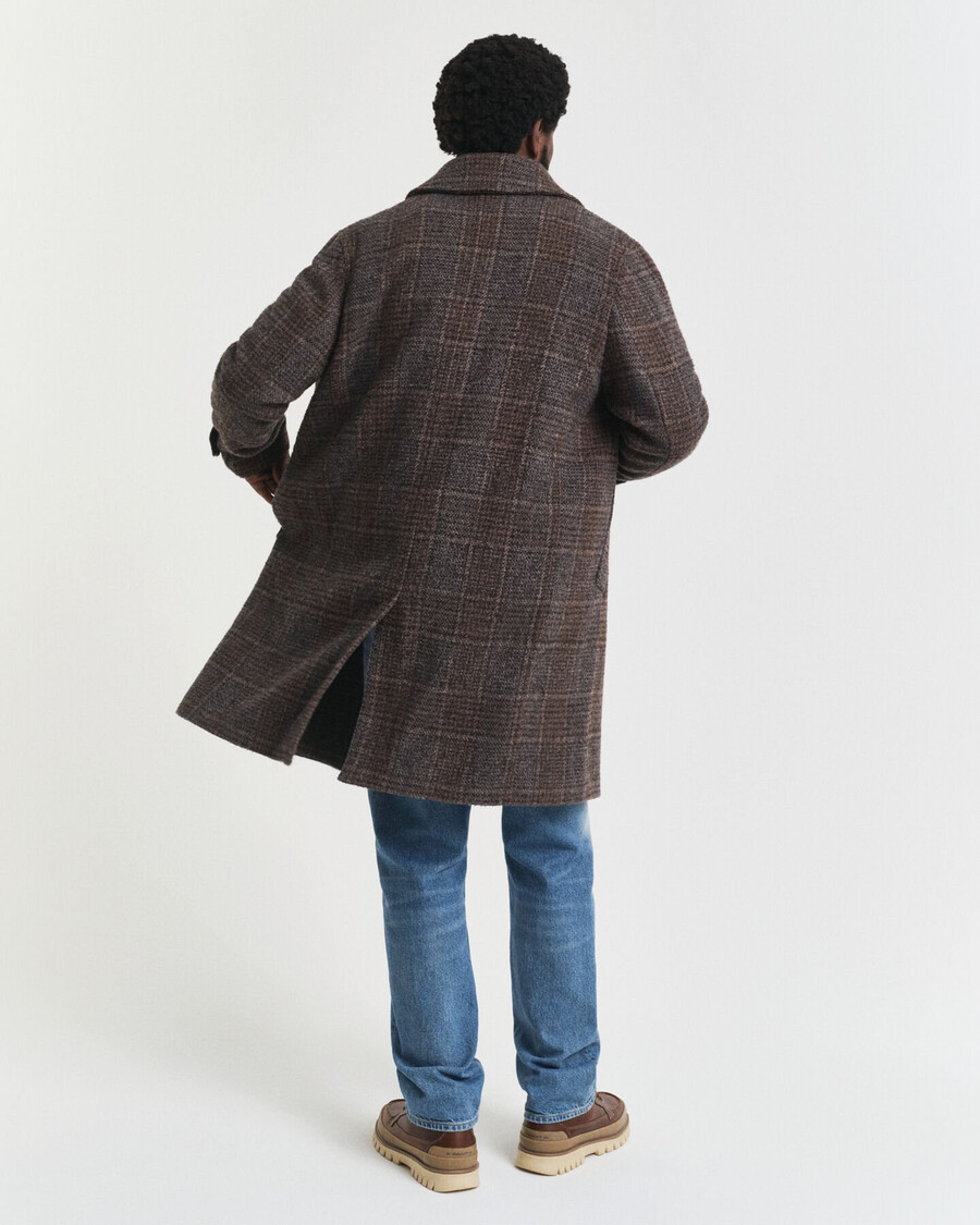 wool car coat - deep brown