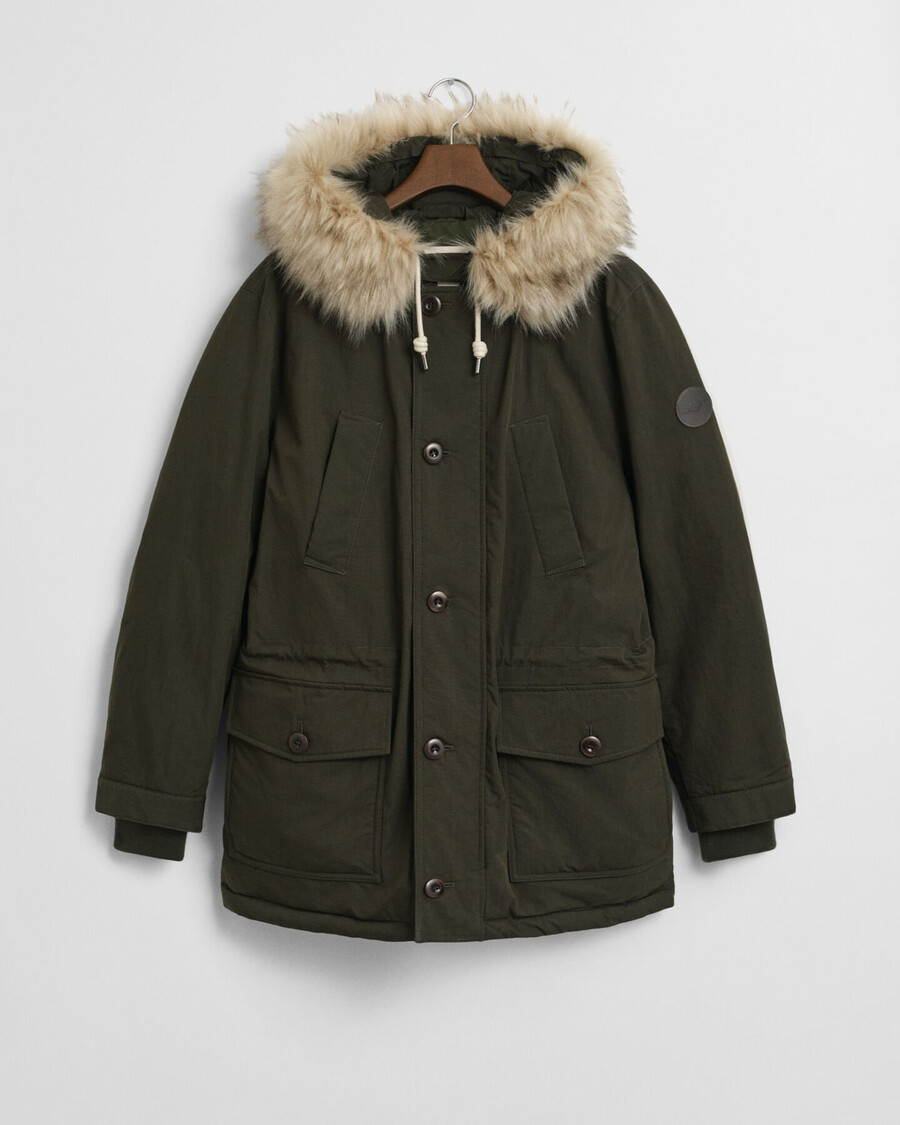 padded parka - dark moss green