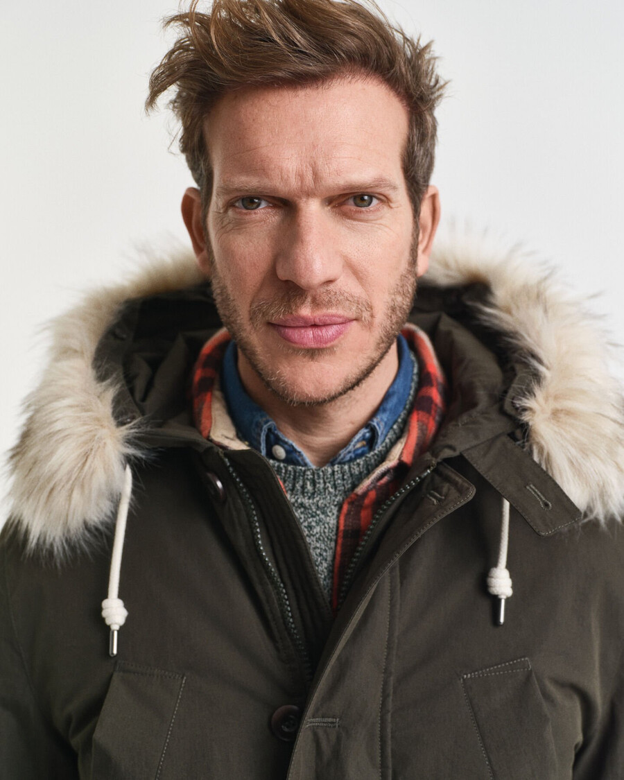padded parka - dark moss green