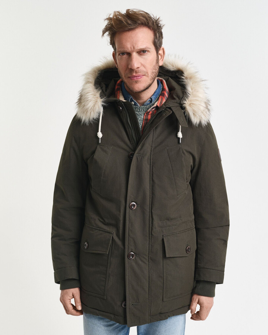 padded parka - dark moss green