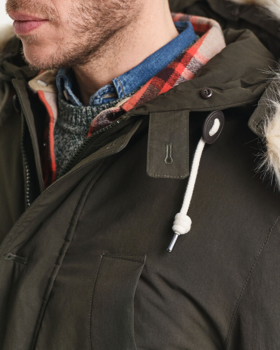 padded parka - dark moss green