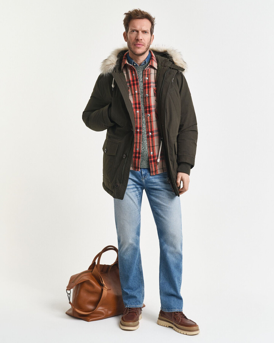 padded parka - dark moss green