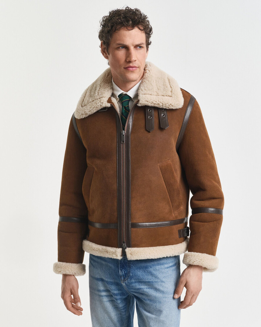 shearling jacket - mahogany brown