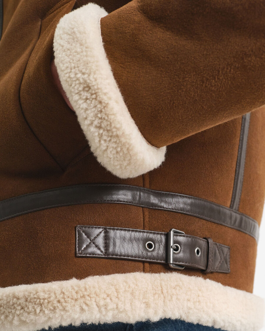 shearling jacket - mahogany brown