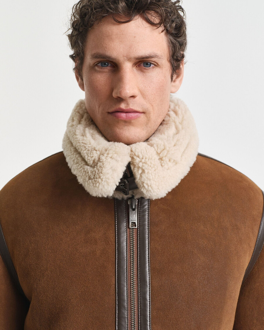 shearling jacket - mahogany brown