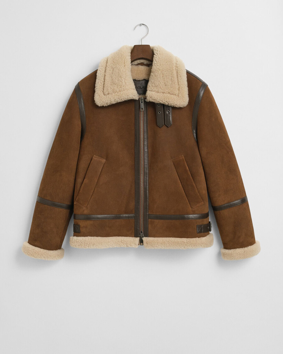 shearling jacket - mahogany brown