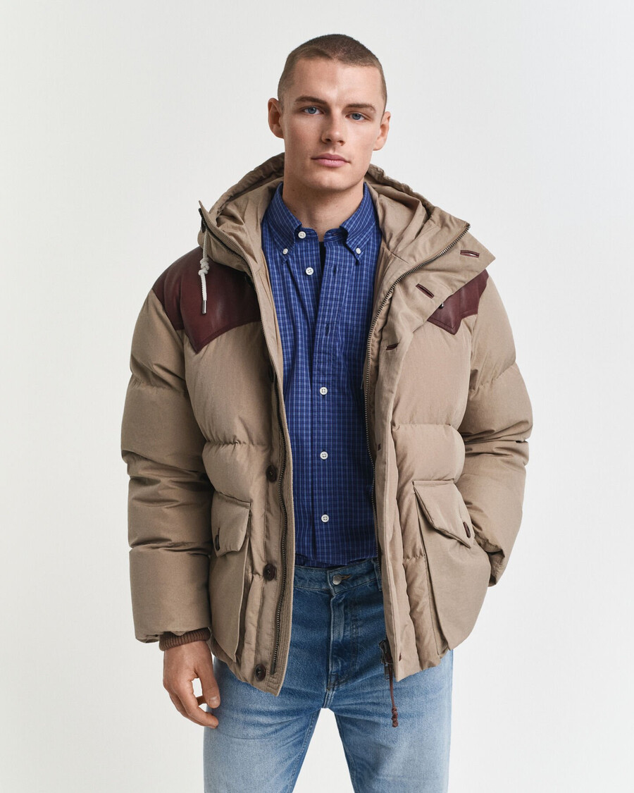 goose down cotton parka - caramel beige