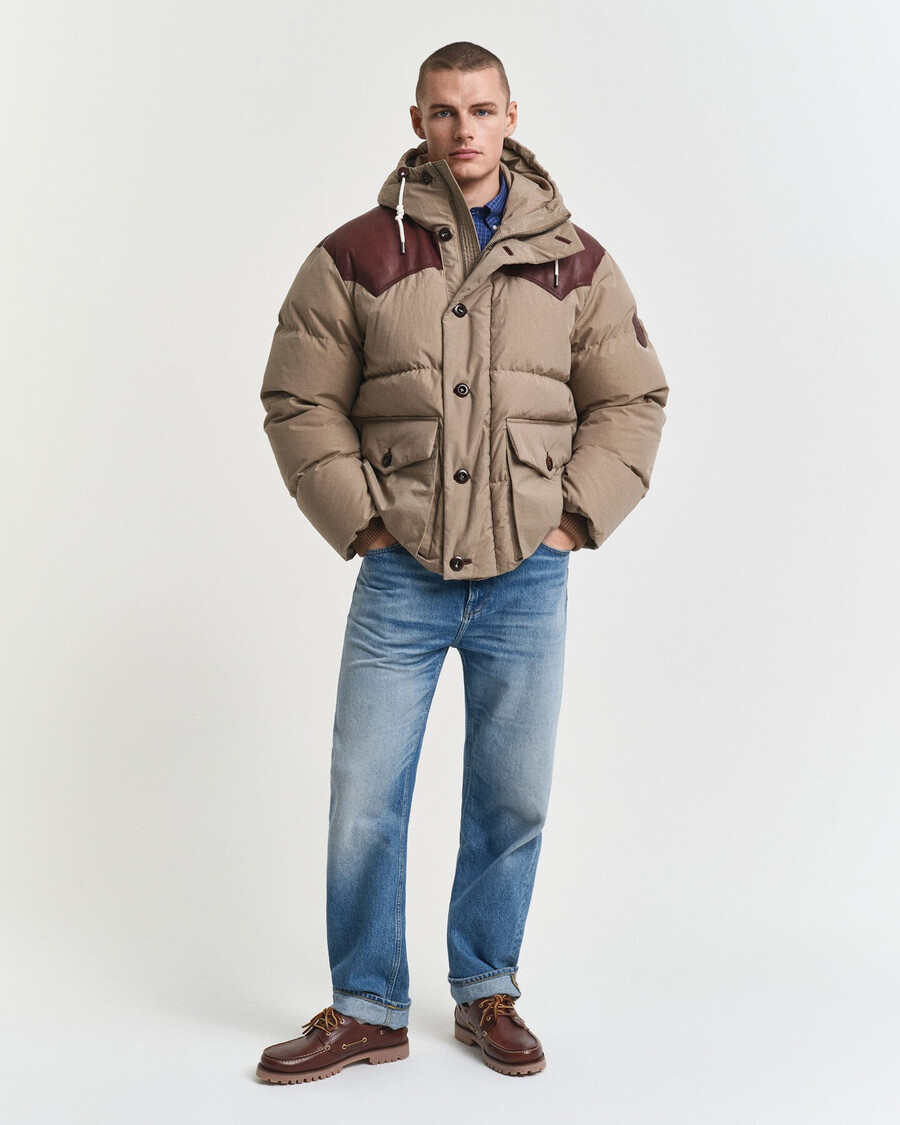 goose down cotton parka - caramel beige
